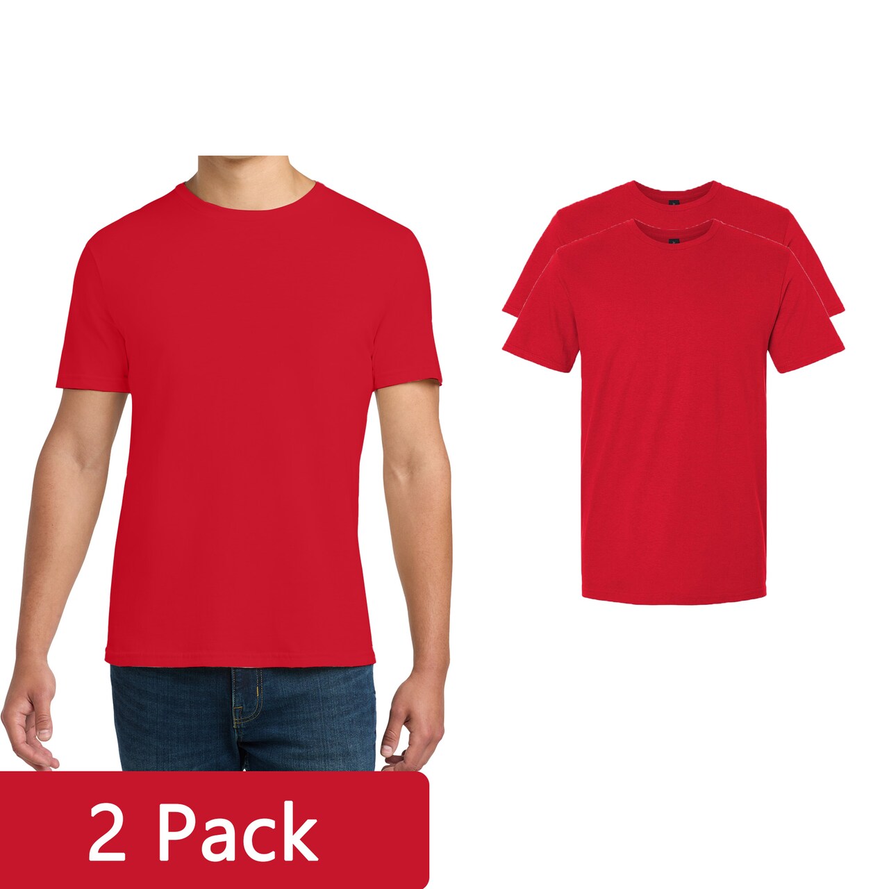 Gildan Men's Softstyle T-shirt, Red Short Sleeve Blank Tee for Creative Projects & Custom Printing